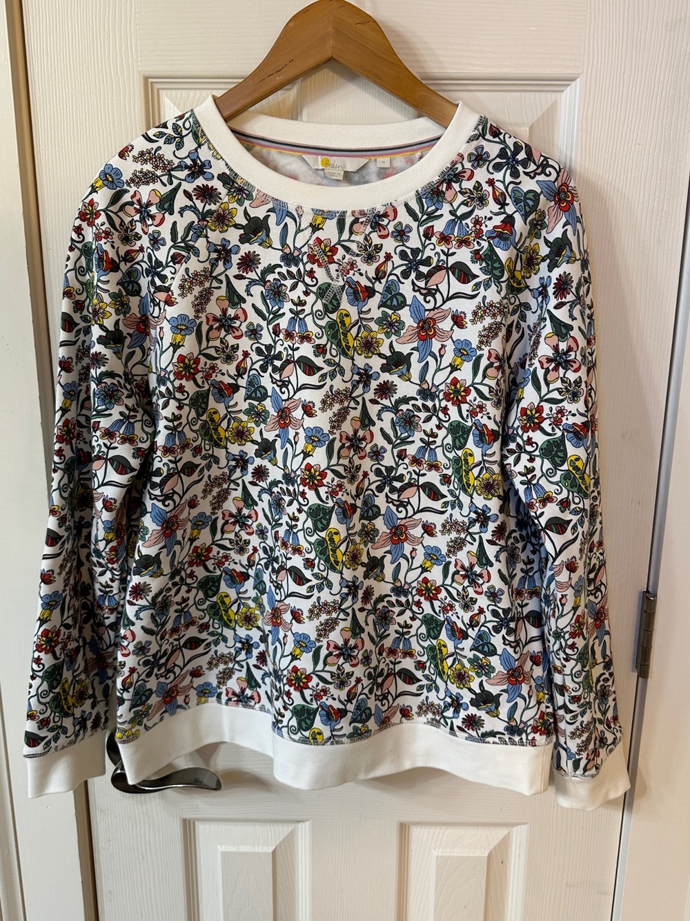 Boden Floral Sweatshirt Womens Medium Cottagecore Botanical Print Cozy Pullover